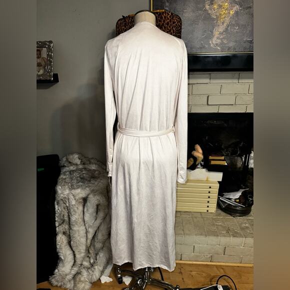 FASHION NOVA long cardigan sweater cream soft spandex belted size large - Picture 5 of 8